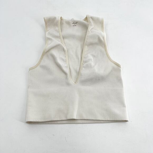 Urban Outfitters Cream  V-Neck Crop Tank Top S - Picture 2 of 4